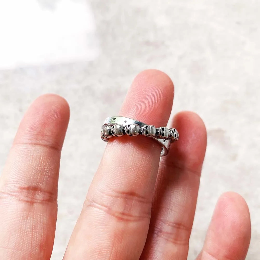 Damen-Ring Totenkopf Love Faith Hope Vintage aus Sterlingsilber
