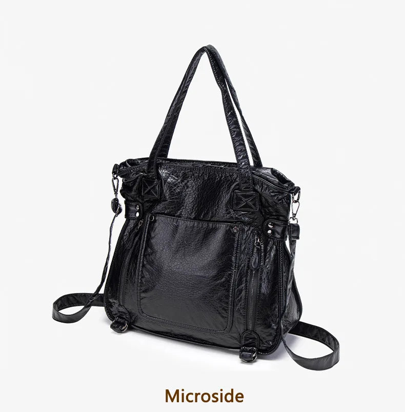 Damen-Handtasche aus weichem Leder mit Mehrfachfächern Große Umhängetasche mit Top-Griff