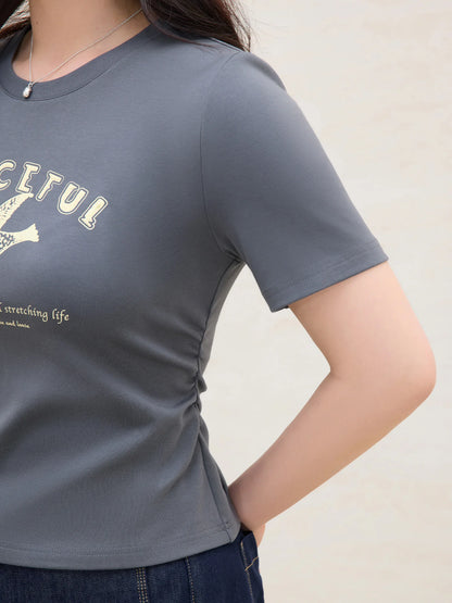 Damen Sommer-Spitzenshirt mit kurzen Ärmeln und Front-Zugband – Elegantes Oberteil für das Büro in Schwarz oder Beige