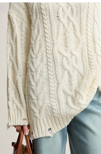 Damen-Rollkragenpullover Acryl locker warm Retro Winter