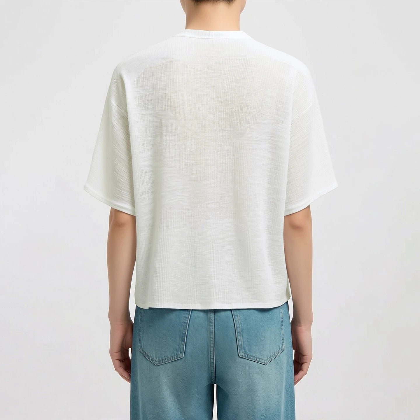 Damen-Rundhalspullover Fledermausärmel locker transparent Viskose Sommer