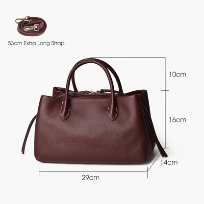 Echtes Rindsleder Damen-Handtasche | Mehrfach-Fächer Top-Handle
