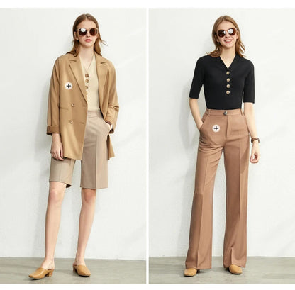 Damen T-Shirt im minimalistischen Stil mit V-Ausschnitt und halben Ärmeln