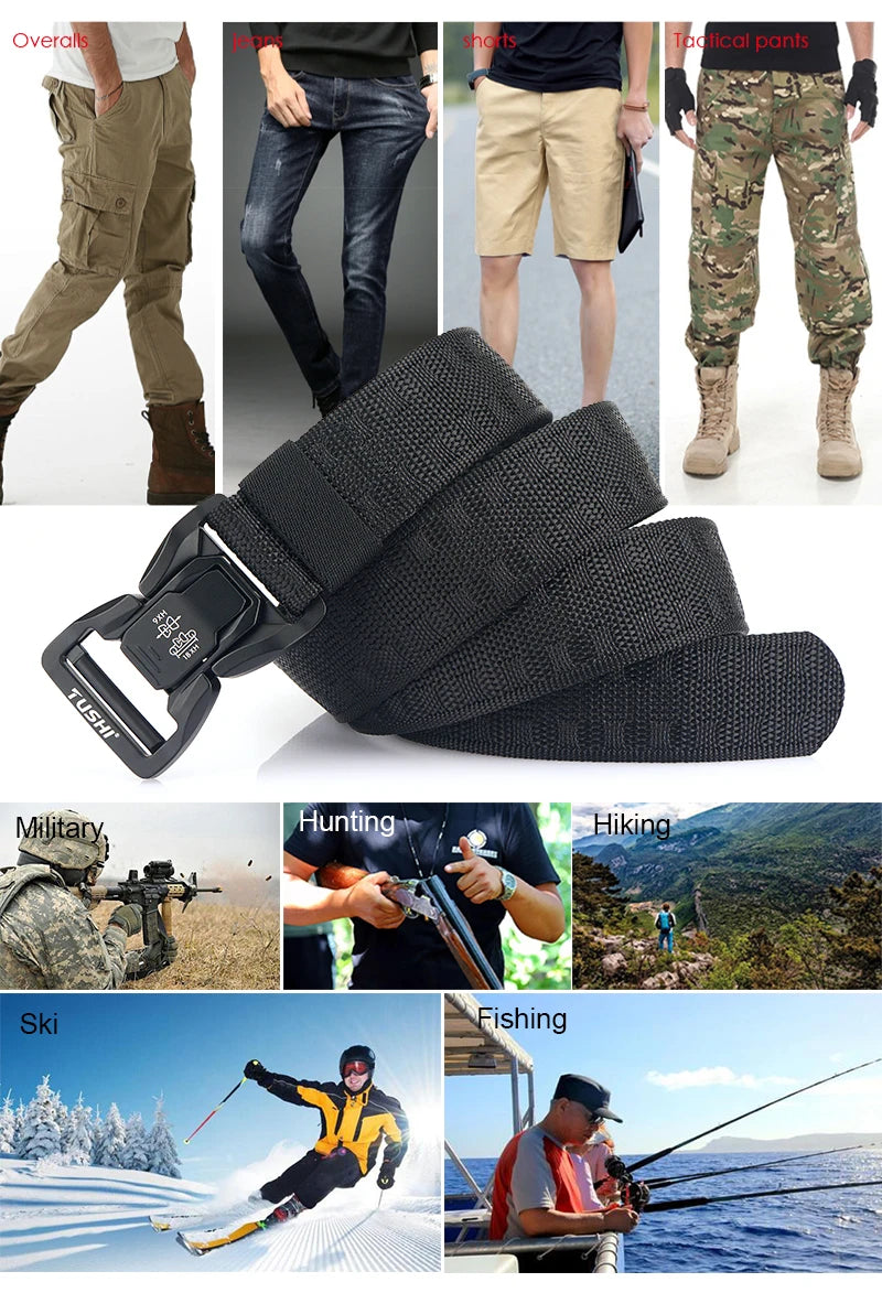 Unisex-Taktischer Gürtel aus Nylon mit Schnellverschluss und Breite 3,8 cm für Outdoor
