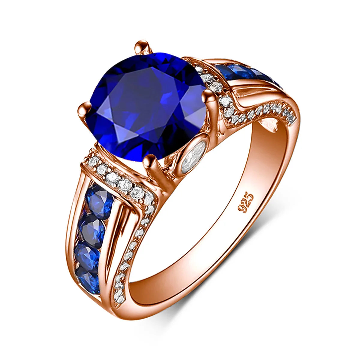 Damen-Ring aus Roségold mit Mystic Topas Regenbogen 8mm Rundschliff Verlobungsring Geschenk