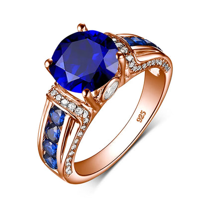 Damen-Ring aus Roségold mit Mystic Topas Regenbogen 8mm Rundschliff Verlobungsring Geschenk