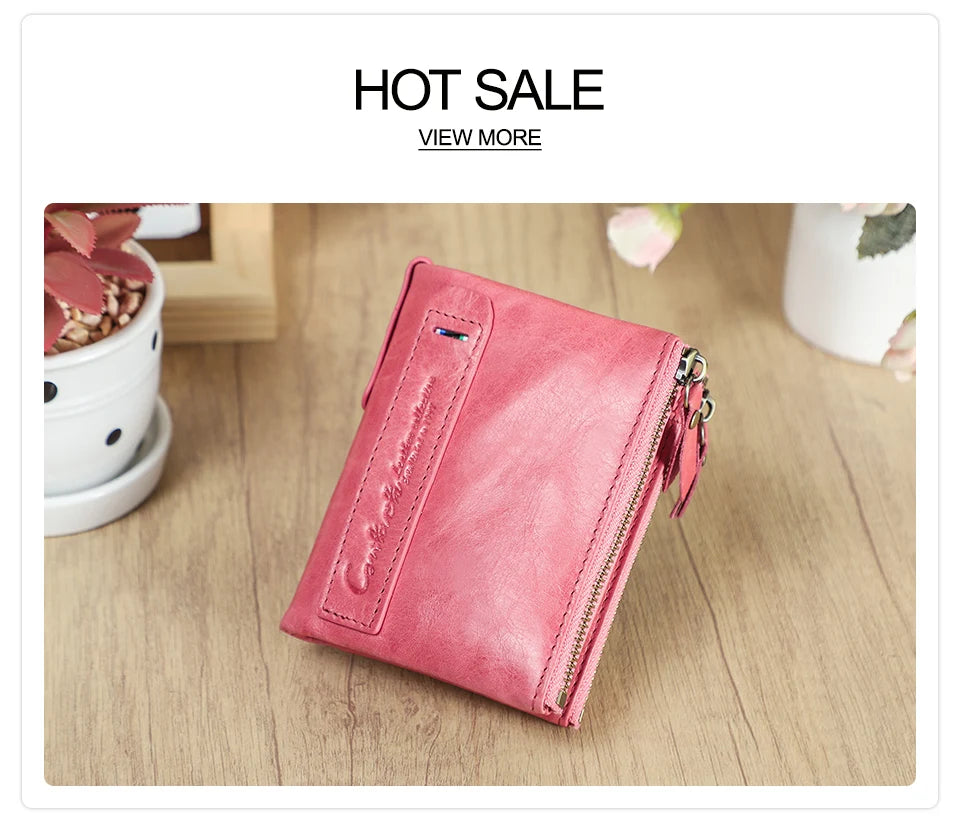 Damen Echtleder Geldbörse Bifold Luxus Retro Fotofächer Kartenhalter Reise Geschenk