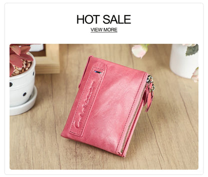 Damen Echtleder Geldbörse Bifold Luxus Retro Fotofächer Kartenhalter Reise Geschenk