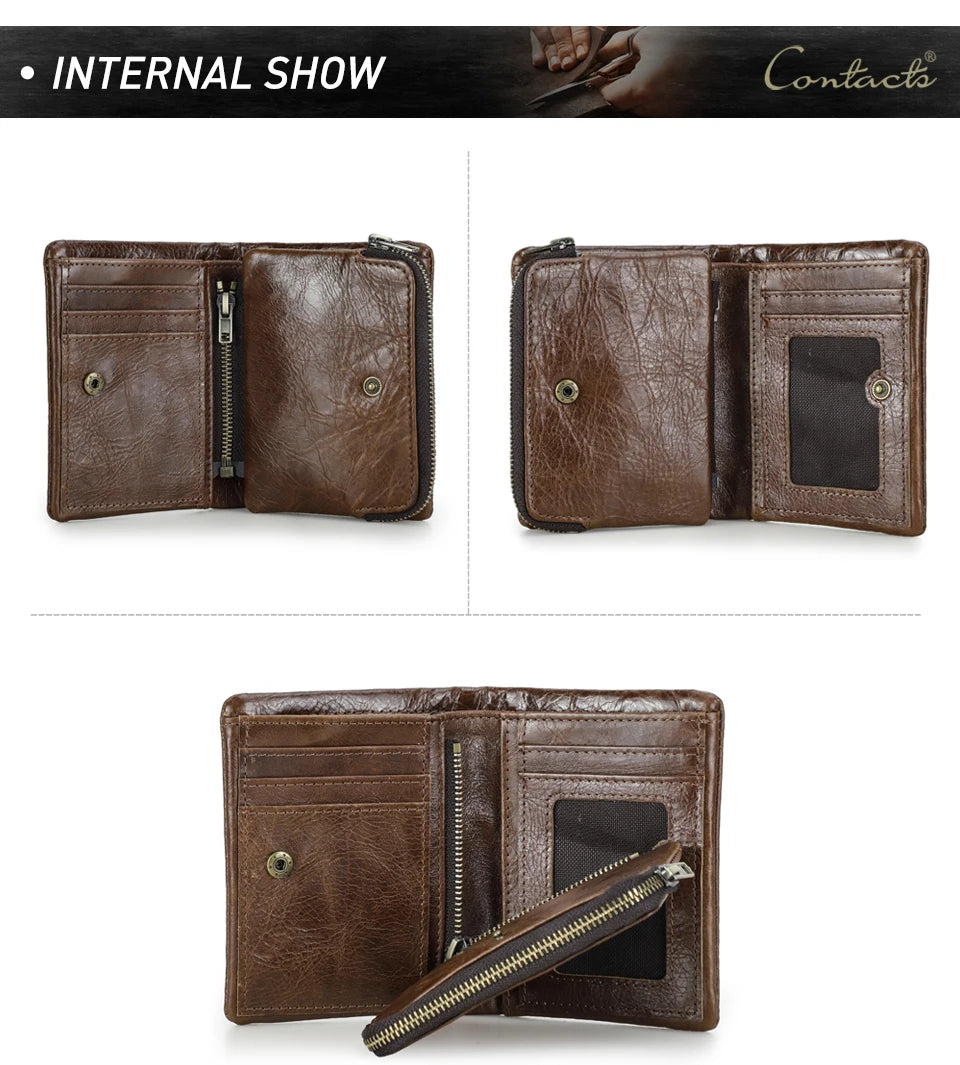 Herren Echtleder Geldbörse Bifold Vintage RFID Kartenhalter Münzfach Luxus Reise