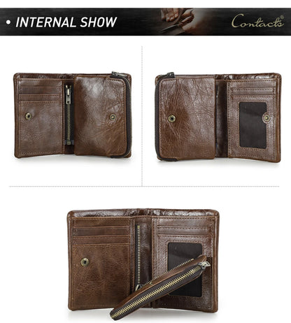 Herren Echtleder Geldbörse Bifold Vintage RFID Kartenhalter Münzfach Luxus Reise