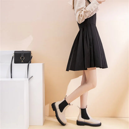 Women Winter Boots Sued Genuine Leather  New Fashion British Style Women Chelsea Boots Large Size 41　42　43 Female Ankle Boots