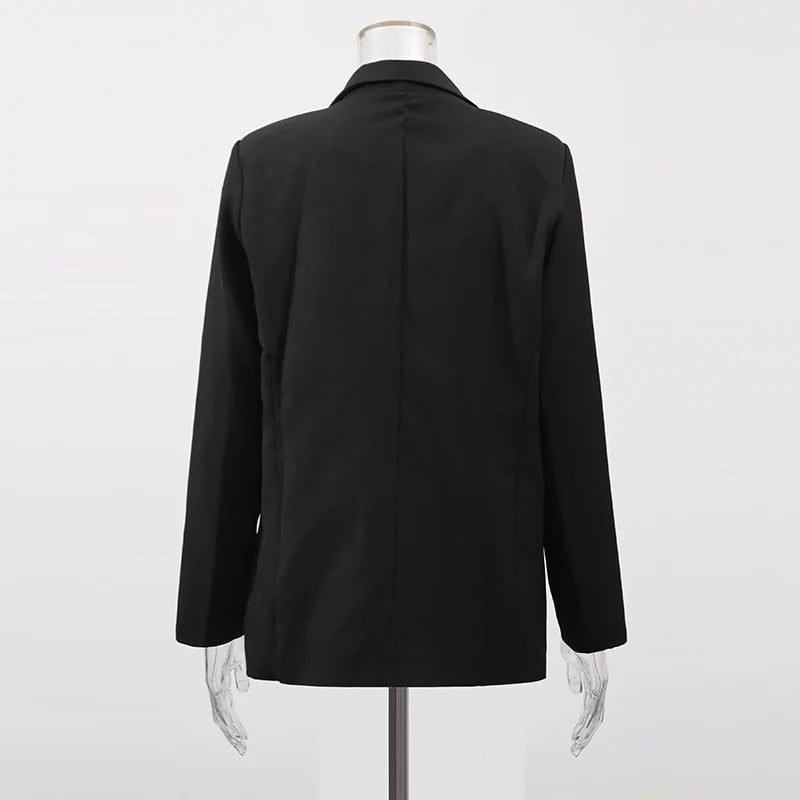 Lange Damenjacke mit Reverskragen und Patchwork-Design – lässig und minimalistisch