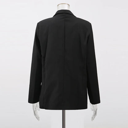 Lange Damenjacke mit Reverskragen und Patchwork-Design – lässig und minimalistisch