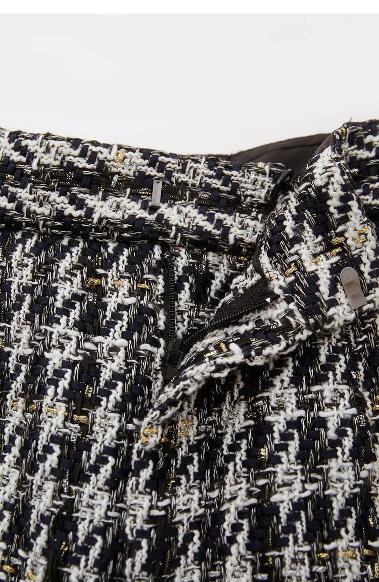 Damen Shorts im Retro-Stil mit kariertem Patchwork und Taschen