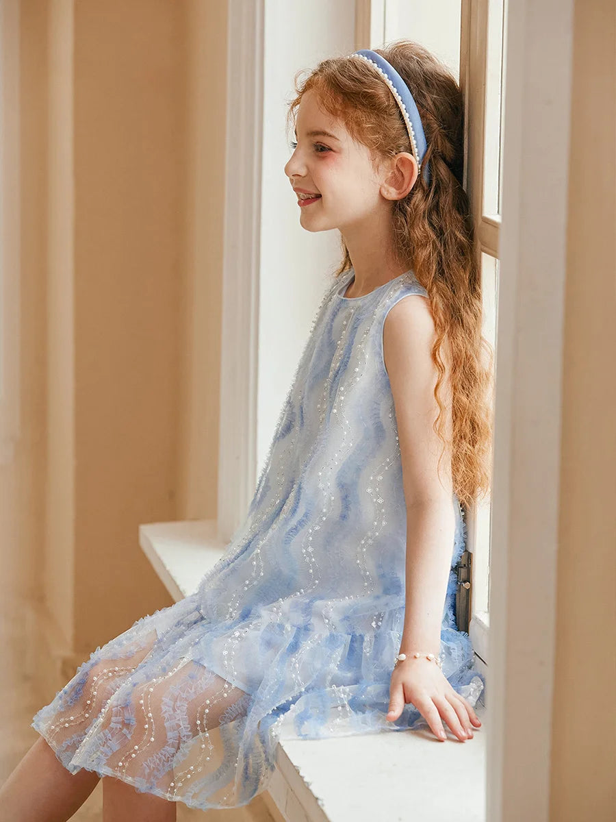 Ärmelloses Prinzessinnen-Kleid für Mädchen im chinesischen Kawaii-Stil – ideal als Blumenmädchenkleid oder für den täglichen Gebrauch