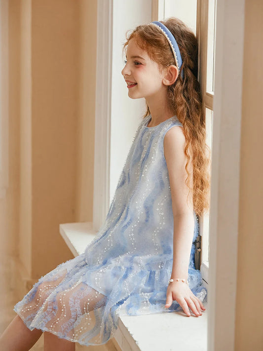 Ärmelloses Prinzessinnen-Kleid für Mädchen im chinesischen Kawaii-Stil – ideal als Blumenmädchenkleid oder für den täglichen Gebrauch