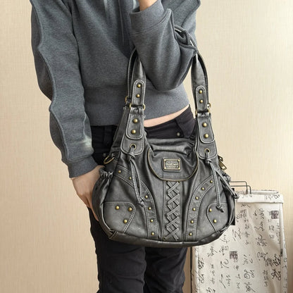 Damen-Top-Handle-Tasche aus PU-Leder mit Telefonfach und mehreren Innenfächern für Alltag und Freizeit