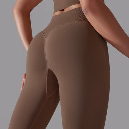 Nahtlose Yoga-Hose mit hoher Taille, schokoladenbraun