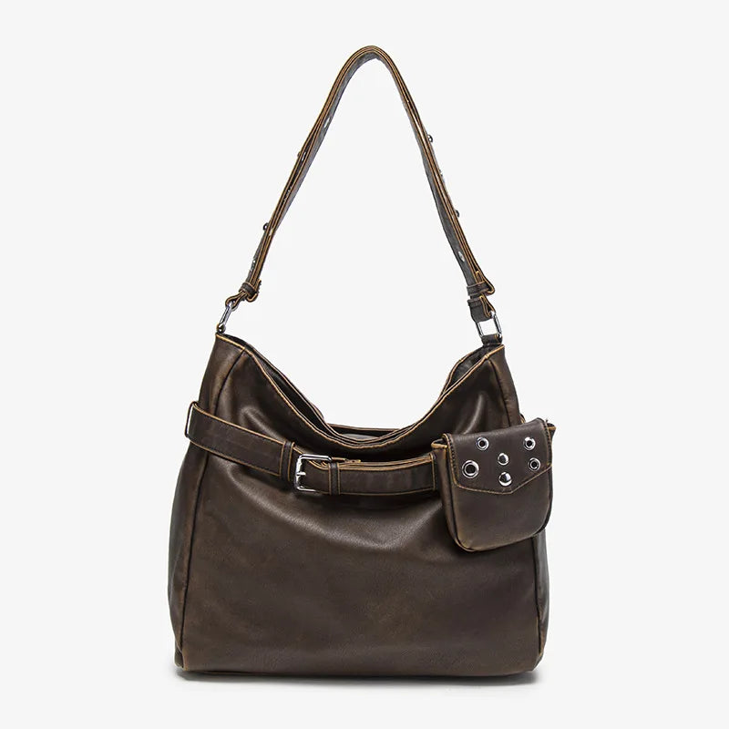 Damen-Schultertasche Vielseitig Geeignet für Alltag in stilvoller Form aus weichem Leder