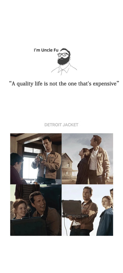 Herren Jacke Retro Canvas Detroit schwere Taschen Reverskragen Reißverschlussmantel