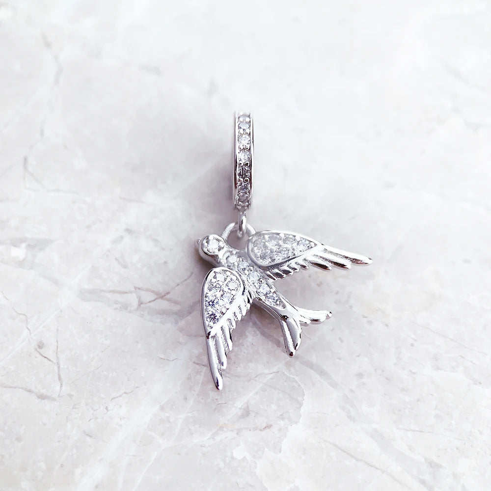 Damen-Charm-Anhänger Schwalbe Vogel Hoffnung Treue Sommer aus Sterlingsilber