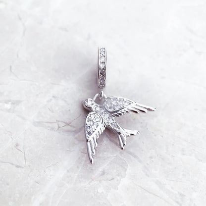 Damen-Charm-Anhänger Schwalbe Vogel Hoffnung Treue Sommer aus Sterlingsilber