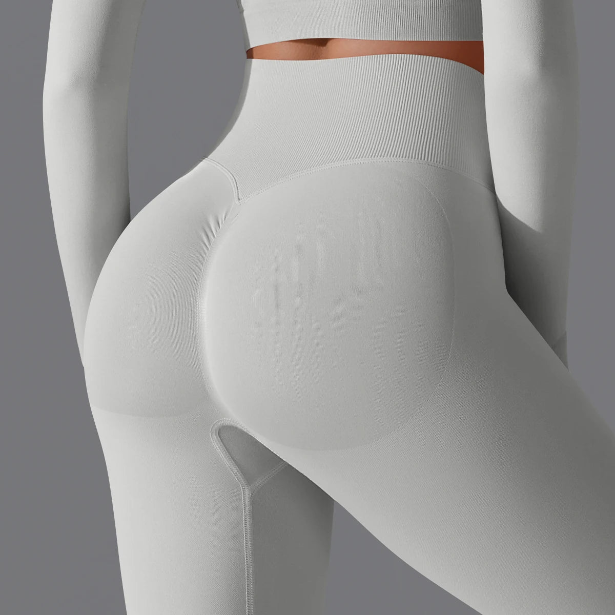 Nahtlose Yoga-Hose für Damen in Weiß mit Booty-Lift-Detail am Po