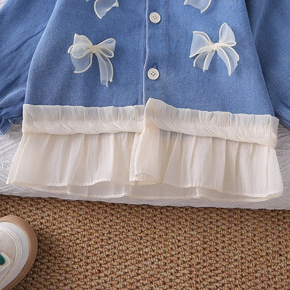 Mädchen Kleidung Set mit süßem Mantel und breiten Hosen im Koreanischen Stil