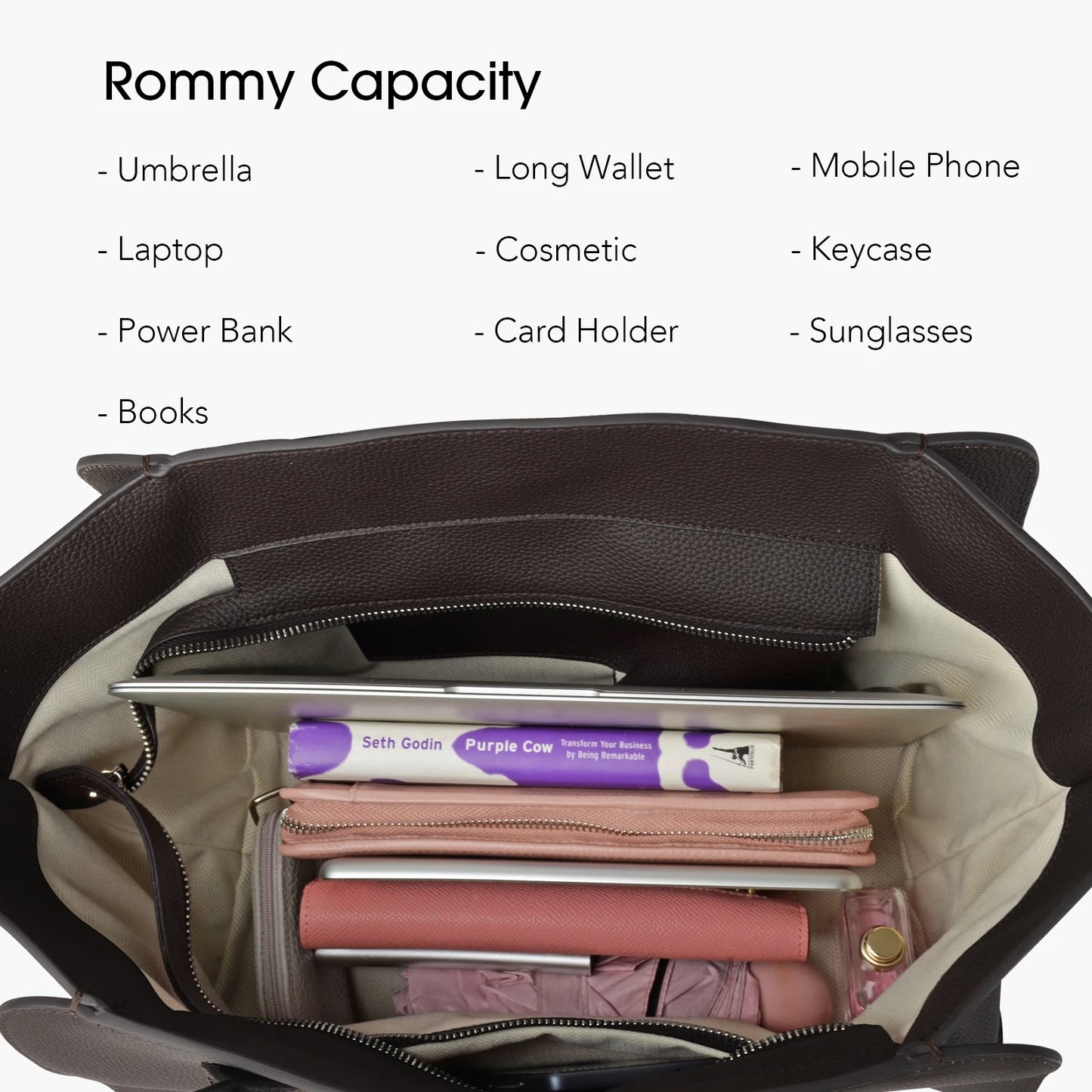 Rindleder Damen-Tasche | Großes Fassungsvermögen