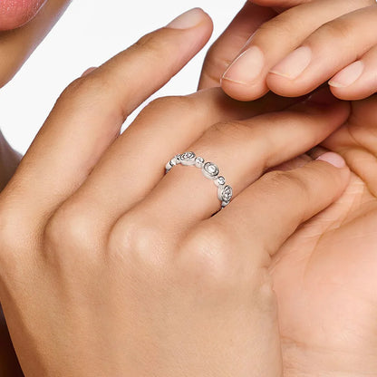 Damen-Ring weiße Steine rund elegant II aus Sterlingsilber