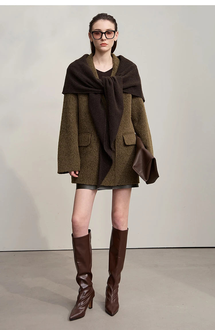 Damen V-Ausschnitt Strickkleid A-Linie ärmellos Herbst-Winter