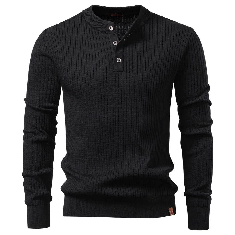 Premium Herren Strick Polo Pullover Slim Fit Kragen