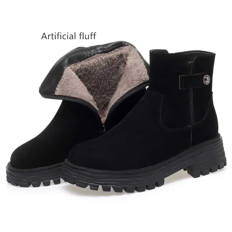 AIYUQI Winter Shoes Boots Ladies 2025 New Genuine Leather Women Snow Boots Large Size Natural Wool Warm Women's Ankle Boots