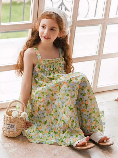 Leichtes Sommerkleid für Mädchen mit rosa Punkten und Prinzessinnen-Design – ideal für Partys und Hochzeiten