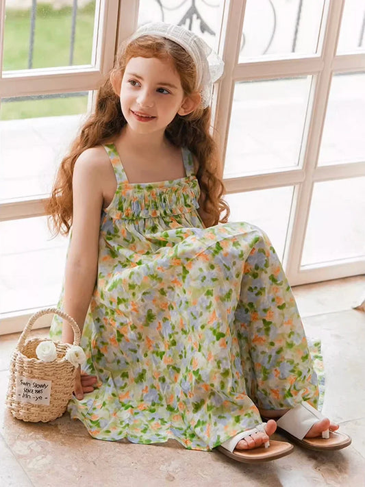 Leichtes Sommerkleid für Mädchen mit rosa Punkten und Prinzessinnen-Design – ideal für Partys und Hochzeiten