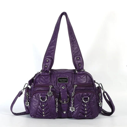 Damen-Satchel-Tasche aus PU mit Reißverschluss und viel Stauraum für Smartphone und Wertsachen
