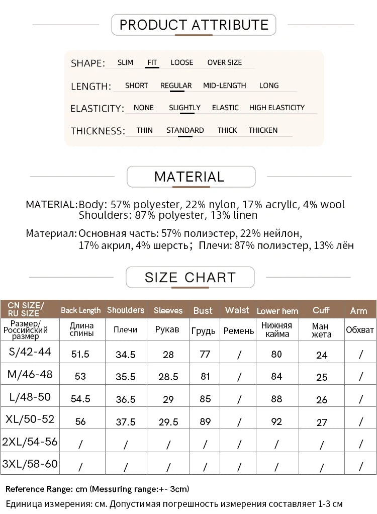 Infokarte zu Material und Größe für Damen-Stricktop: Materialmix und Maßtabelle