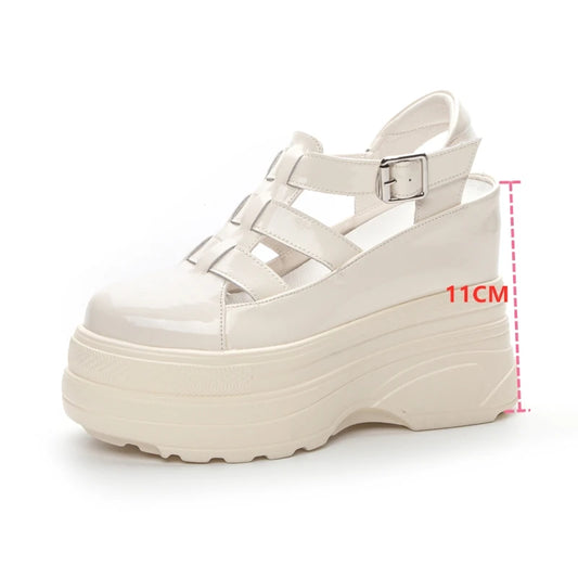 AIYUQI Plattform Römische Sandalen Frauen 2025, echtes Leder High Heel Sandalen Frauen interne erhöhte geschlossene Zehen Sandalen Frauen