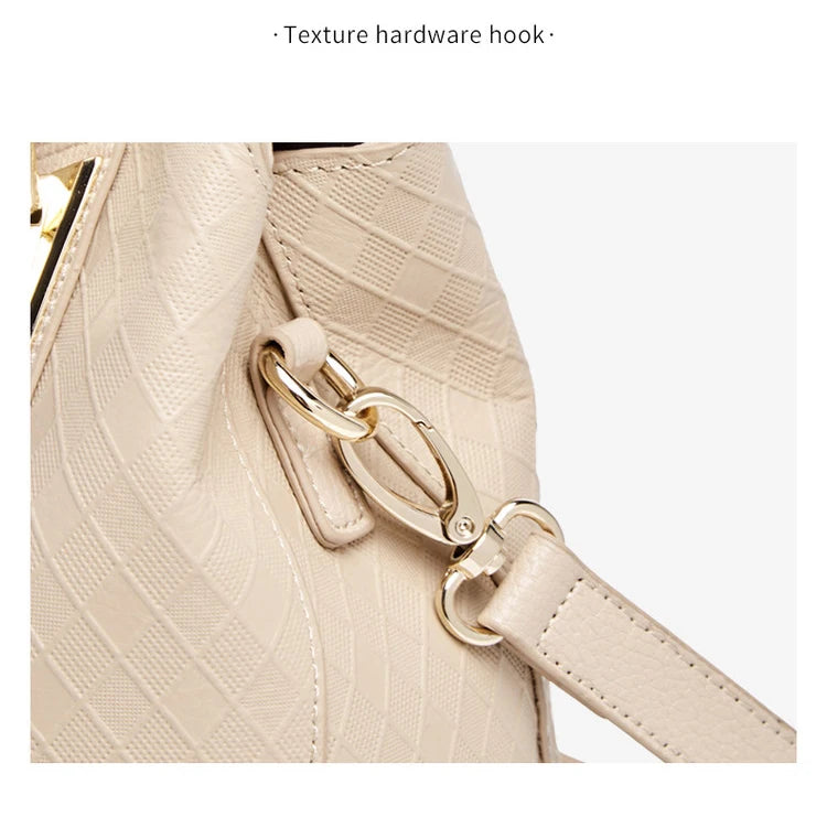 Damen Schultertasche aus echtem Leder mit Diamantprägung und Luxusdesign