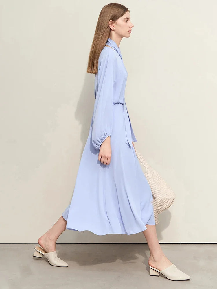 Zeitloses Damenkleid Aus Chiffon Mit Laternenärmeln Bürodamen