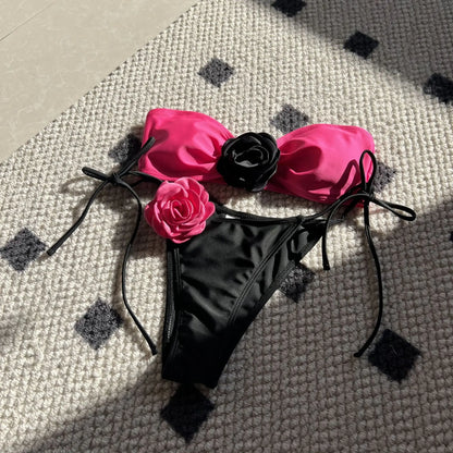 Gestreifter Damen-Bikini im brasilianischen Stil – ideal für Strand und Pool