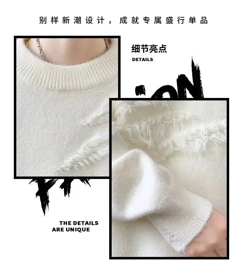 Herren-Sweatshirt mit Rundhalsausschnitt und Kontrast-Patchwork – Lässiges Langarmshirt in Übergröße