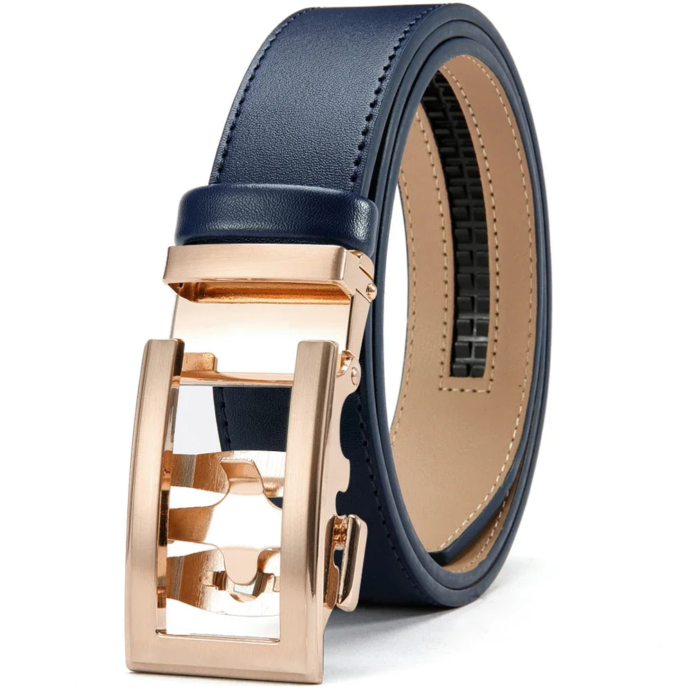 Herren Echtleder-Gürtel Hohles Muster Automatik-Schnalle Unisex 3,5 cm