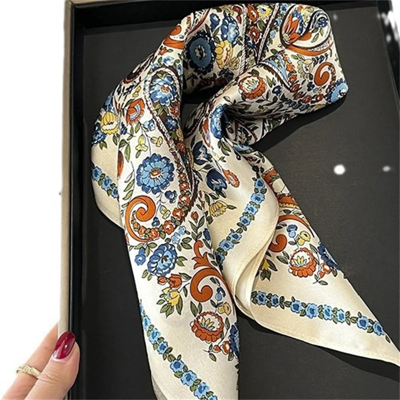 Damen Seidenschal quadratisch Luxus bedruckt Bandana Kopftuch Haarband