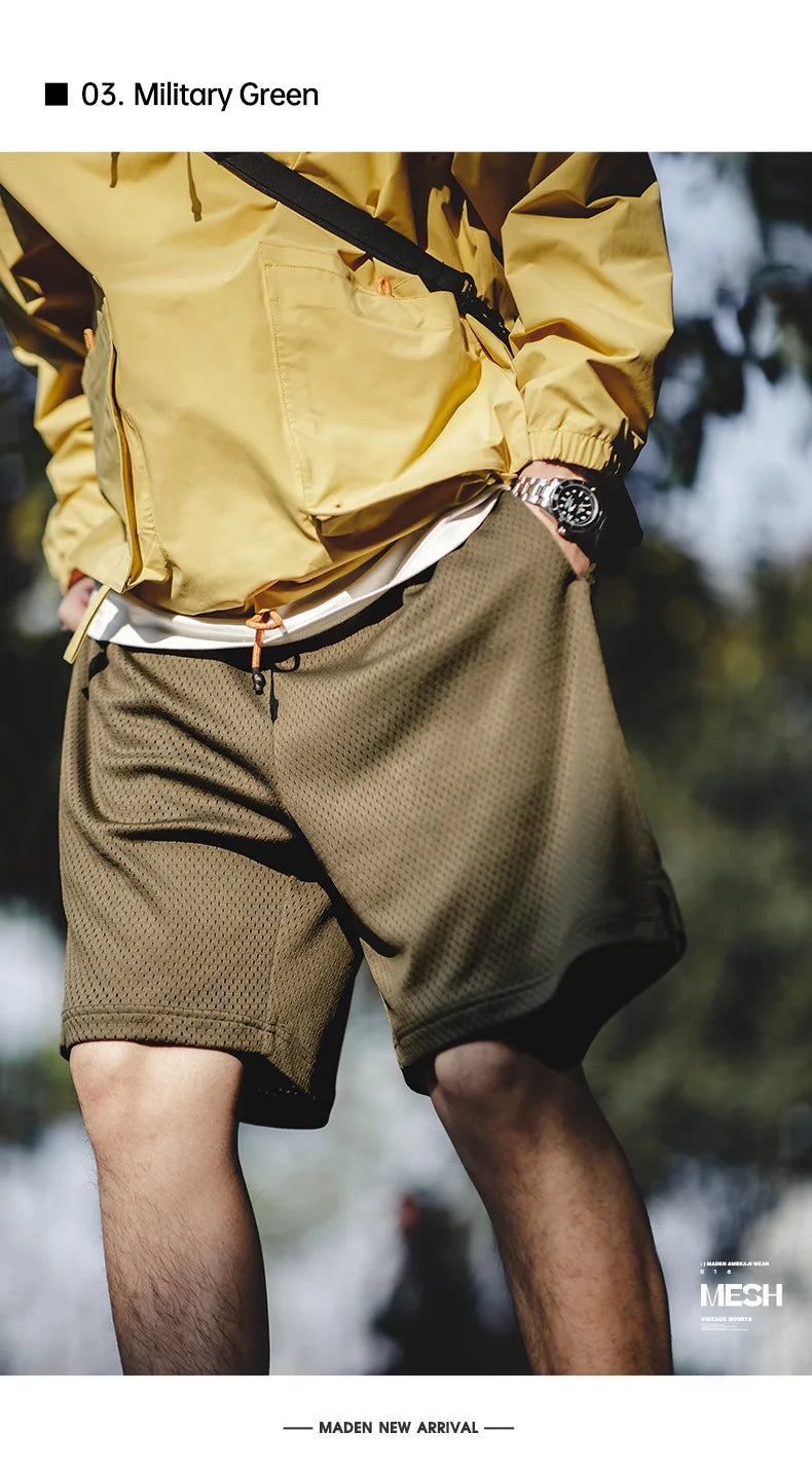 Herren Basketball Shorts aus Mesh für Sommer mit elastischem Bund und Taschen