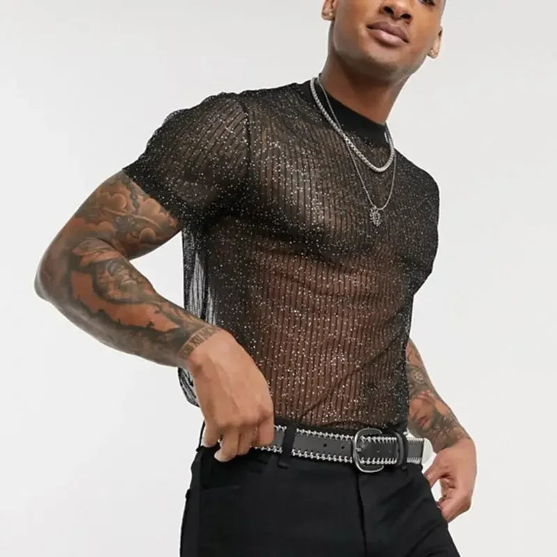 Lässiges Herren-T-Shirt mit V-Ausschnitt aus atmungsaktivem Material – schnelltrocknend und locker geschnitten