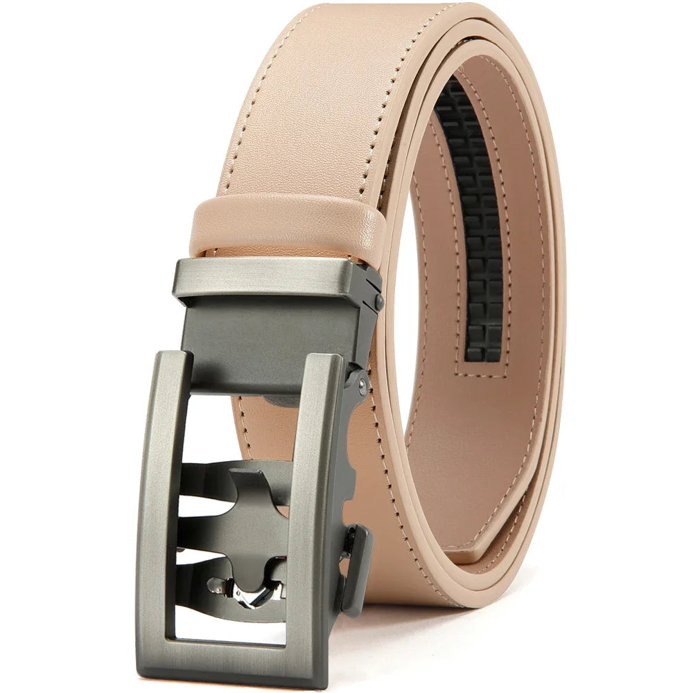 Herren Echtleder-Gürtel Hohles Muster Automatik-Schnalle Unisex 3,5 cm