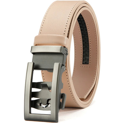 Herren Echtleder-Gürtel Hohles Muster Automatik-Schnalle Unisex 3,5 cm