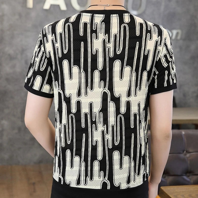 Herren Kurzarm T-Shirt im luxuriösen Retro-Stil für Sommer und Streetwear