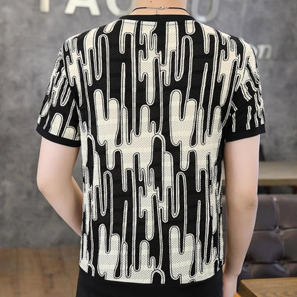 Herren Kurzarm T-Shirt im luxuriösen Retro-Stil für Sommer und Streetwear